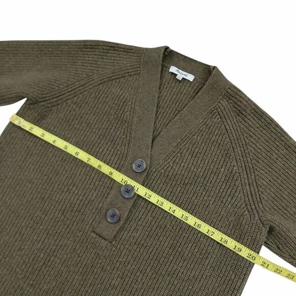 Madewell Henley Sweater Dress Womens Small Olive Green Merino Wool Blend Knitted - Picture 10 of 13